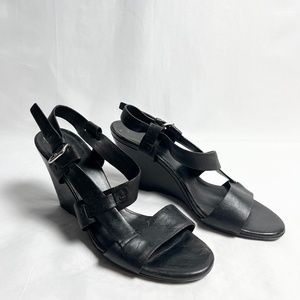 Jil Sander Black Strap Wedges